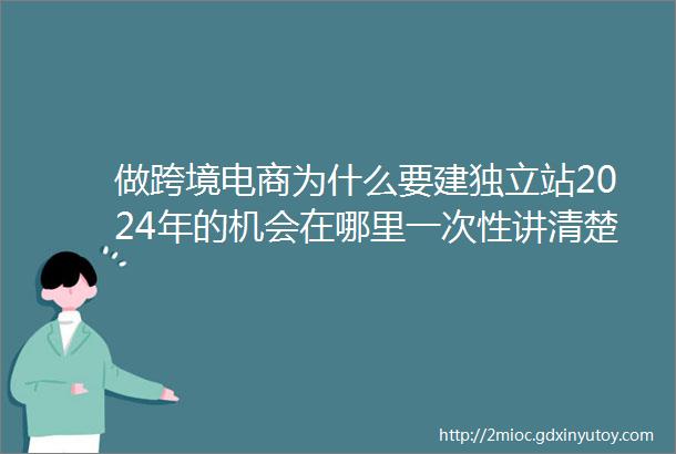 做跨境电商为什么要建独立站2024年的机会在哪里一次性讲清楚